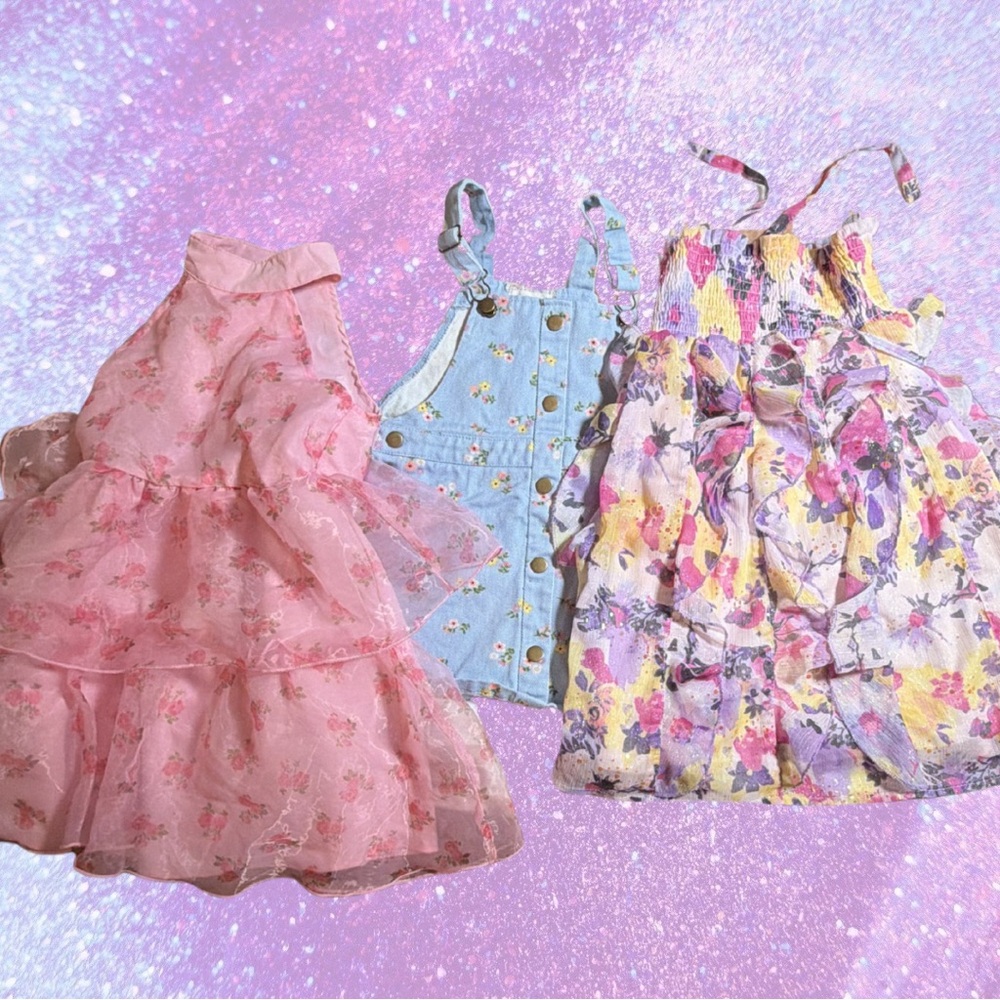 Floral and Denim Kids Dress Set girls size 6